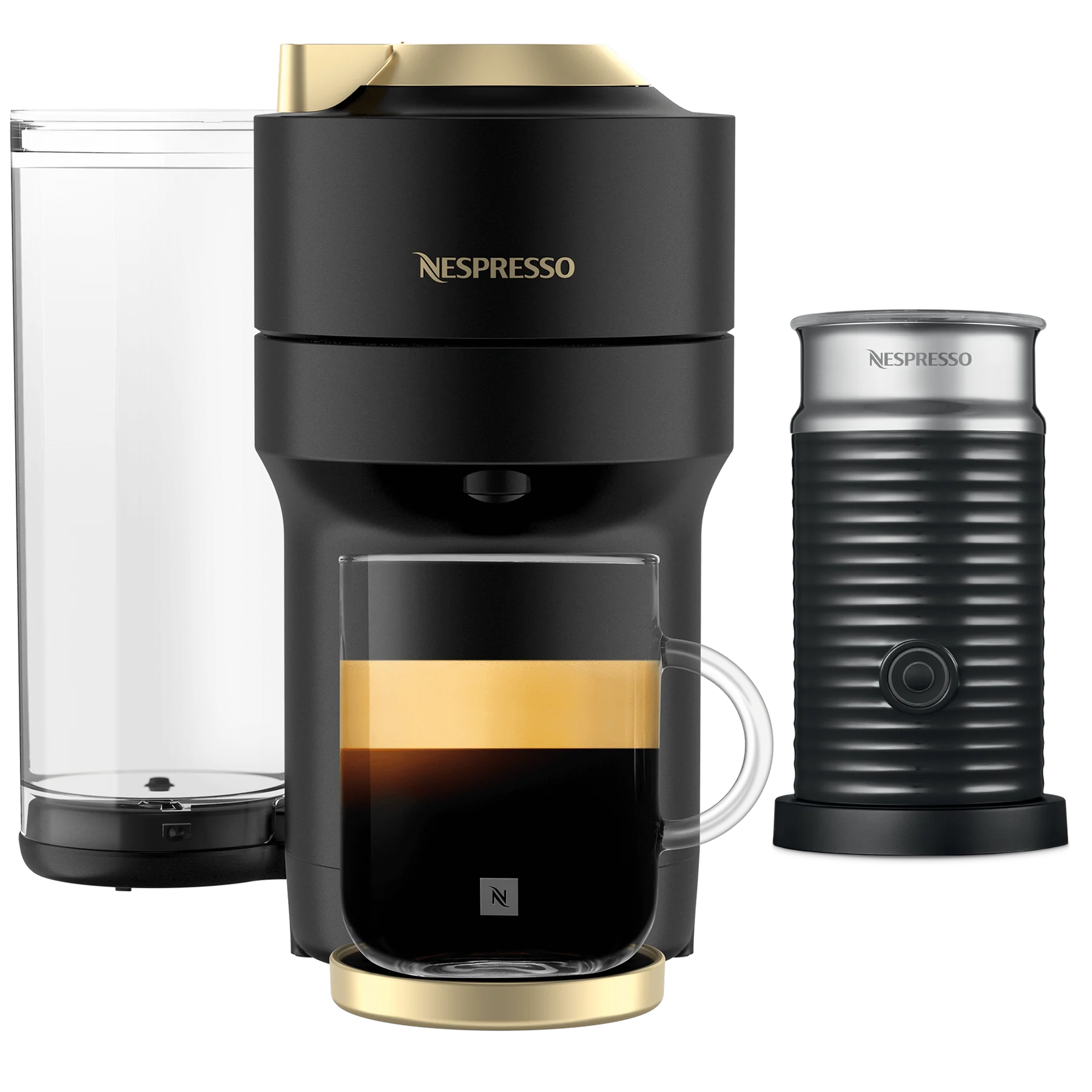 Vertuo Pop+ Matte Black Gold & Aeroccino