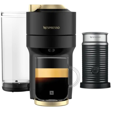 Vertuo Pop+ Matte Black Gold & Aeroccino